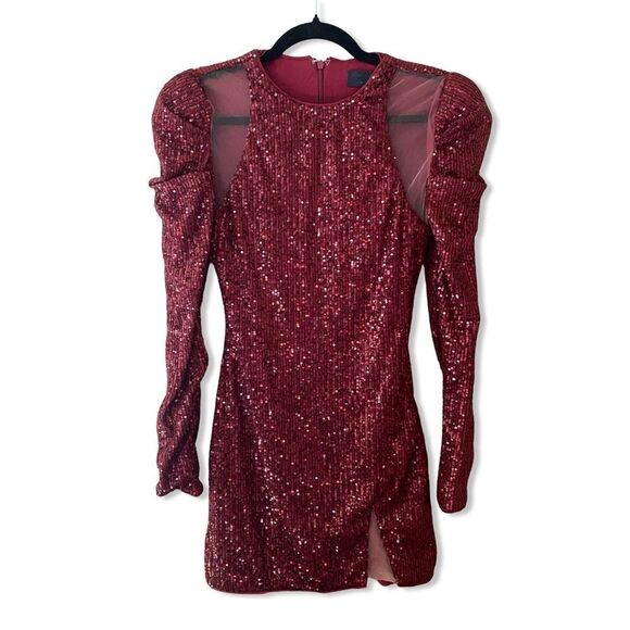Michael Costello x REVOLVE Canal Mini Dress Black sequin sheer cut out party S - Picture 6 of 11
